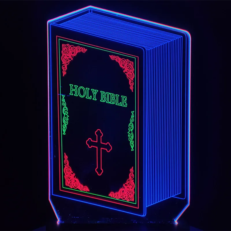 3D Night Light Christ Cross Exquisite Gift Jesus Christ on Cross 3D Optical Illusion LED lamps