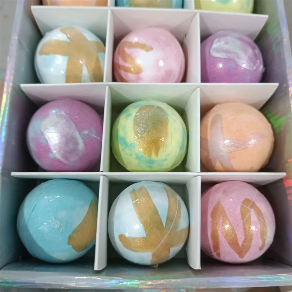 2022 Customized Organic Vegan New Arrival Mix Color Shimmer Bath Fizzies Cruelty-free Handmade Mica Drawing Bath Bombs Gift Set