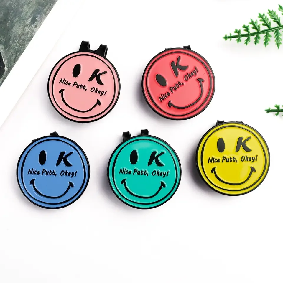 High Quality Free Design Custom Logo Metal Golf Coin Ball Marker Magnetic Golf Hat Clip Custom Golf Ball Marker
