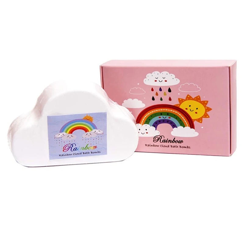 Custom Packing 100% Natural Ingredients Spa Colorful Cloud Rainbow Bath Bomb for Bubble