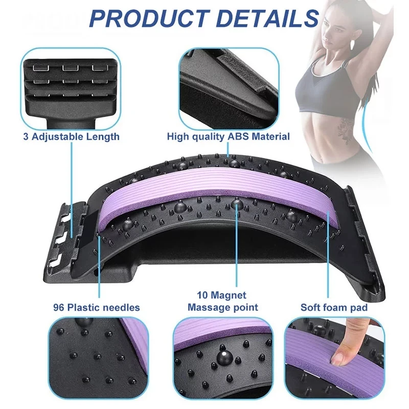 Back Stretcher Lumbar Back Cracker Board Pain Relief Device Multi-level Lumbar Back Massager Plastic Zhejiang Waist Massager