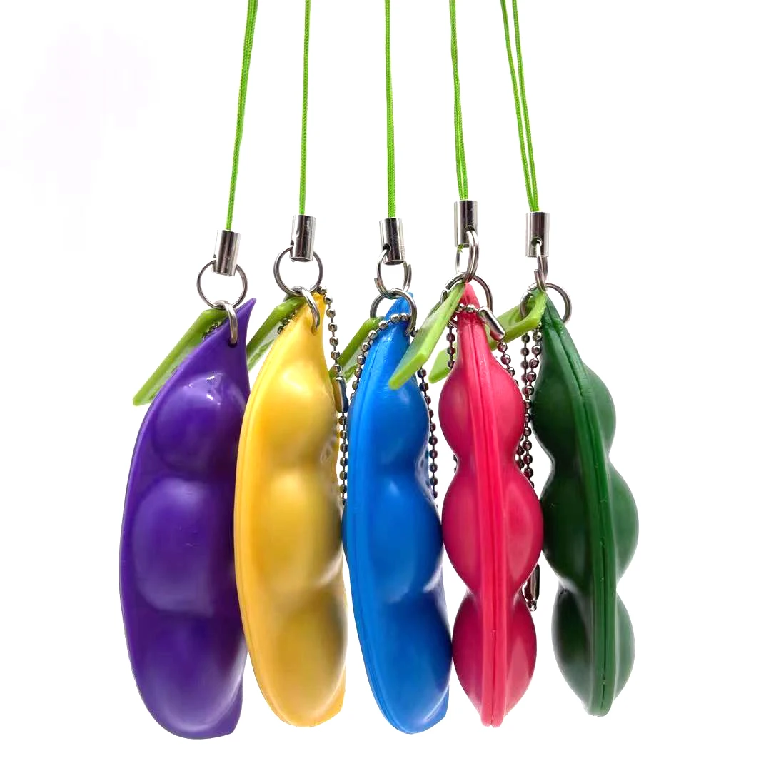wholesale cheap squeeze a bean extrusion pea soybean stress relieving toys edamame pea pod popper fidget toy