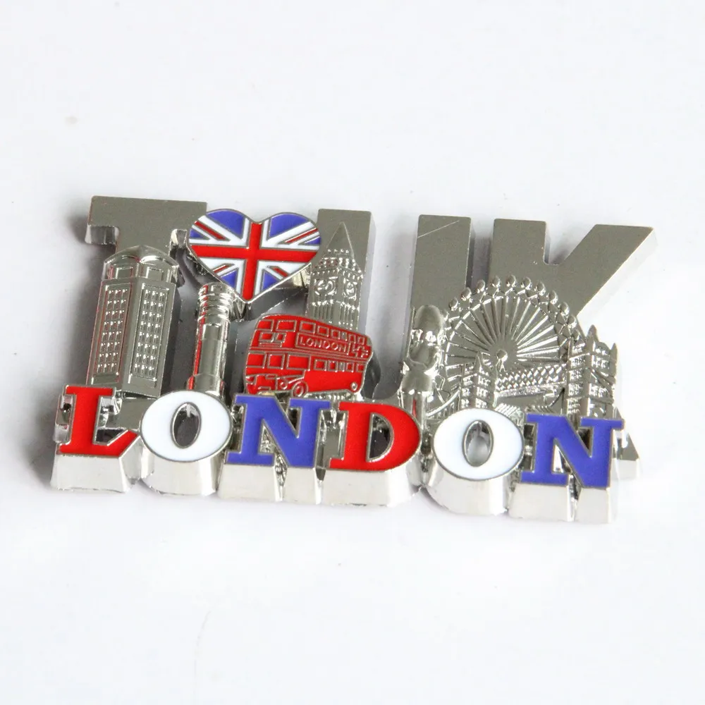 Wholesale custom metal zinc alloy London UK souvenir telephone box fridge magnet