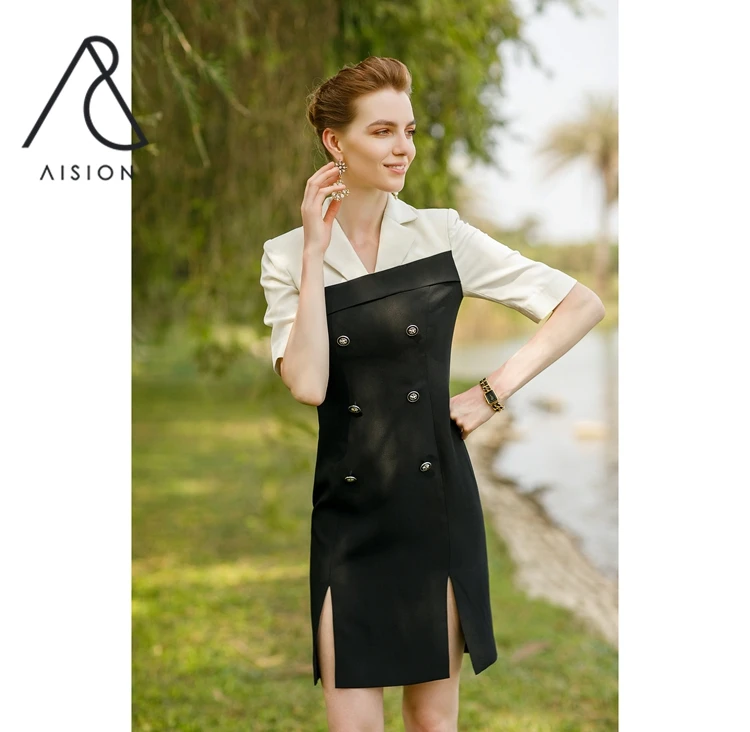 2022 New Dropshipping High Quality Fashion Personalized Unique Design Patchwork Dresses Women,Women Patchwork Blazer Dress