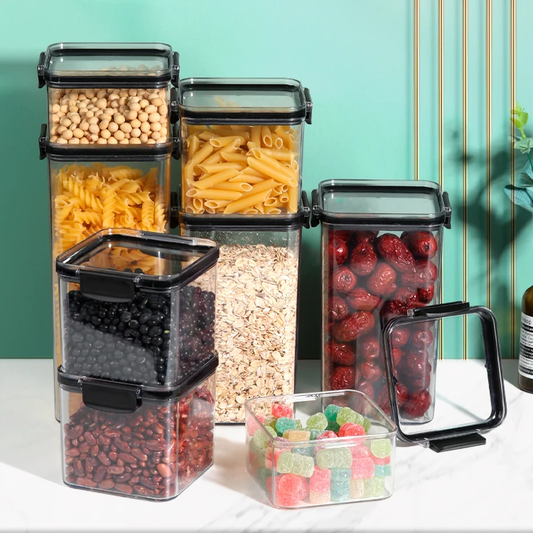 4 6 8 Pack Large Plastic Sealed Cans Plastic Storage Set Food Storage Container Organizer Box PP Kitchen Food Containers