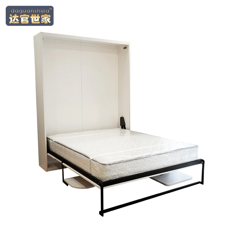 New product Full Size Modern Vertical Hidden Revolved Folding Wooden Space Saving Murphy Wall Bed With Desk