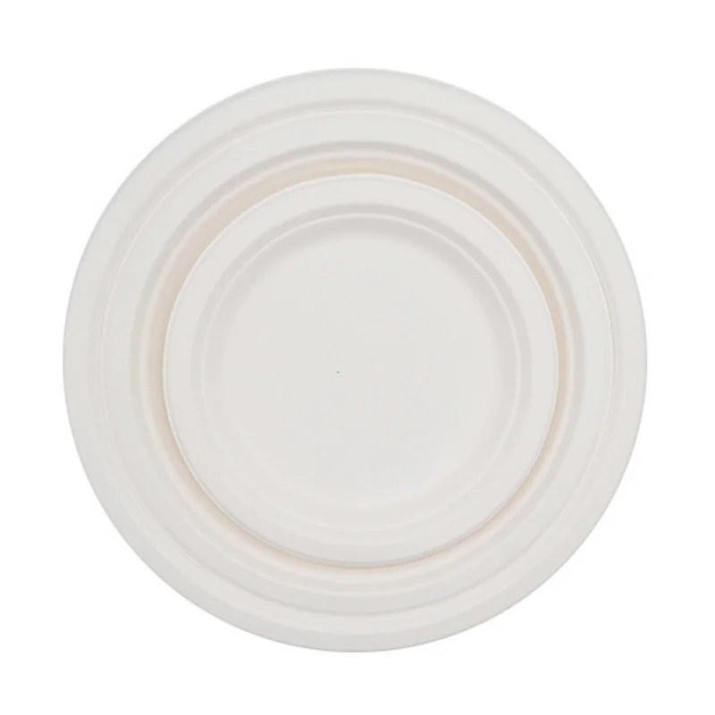 Wholesale Eco friendly customized disposable biodegradable compostable bagasse sugarcane round party food paper plate tableware