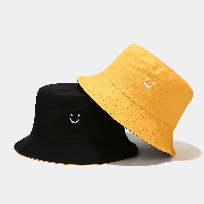 Private Label Large Designer Plain Blank Bulk Adult Cotton Customized Embroidery Smile Printed Logo Fisherman Bucket Hat