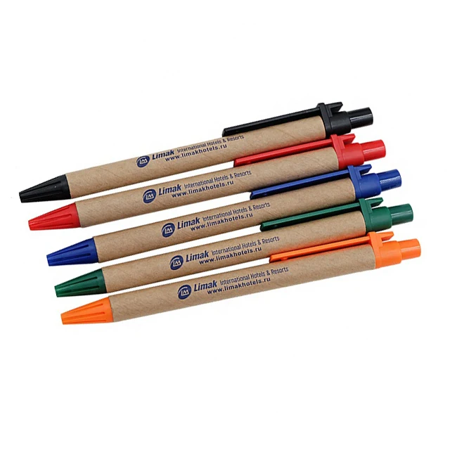 Most popular Logo Customized Promotional Eco Recyclable Paper Ball Pens Ballpens