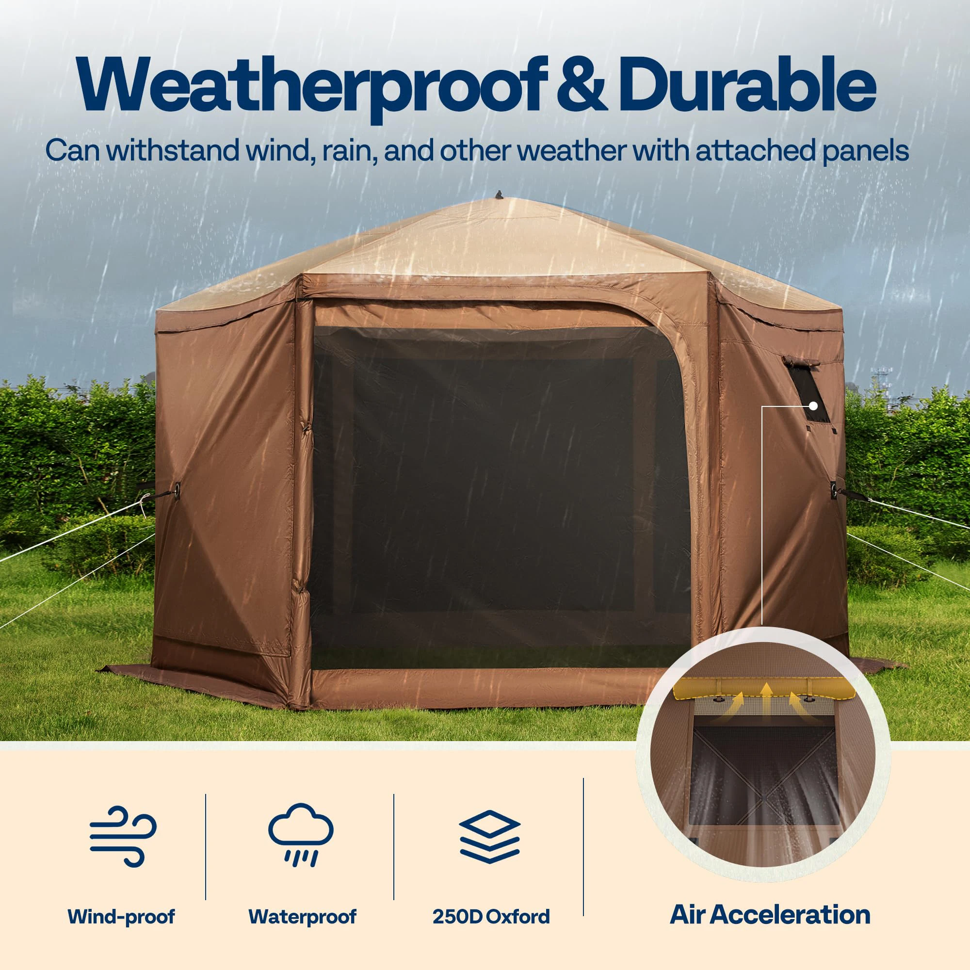 High Quality 6-Sided Easy Pop-Up Waterproof UV Resistant Folding Portable Screen Tent ,Outdoor Camping Shelter, Big Space Tent