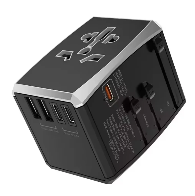 65W All In One Universal Travel Adaptor Worldwide Travel Power Adapter AC Socket with 5 USB ports