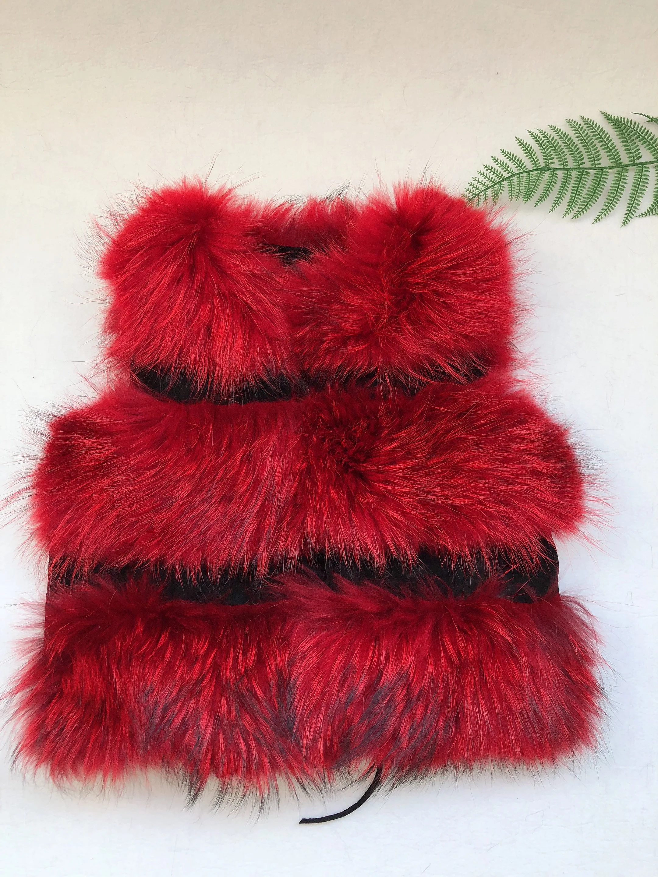 High Quality Winter Fashion Girls 3 Rows Raccoon Fur Waistcoat Kids Real Fur Vest