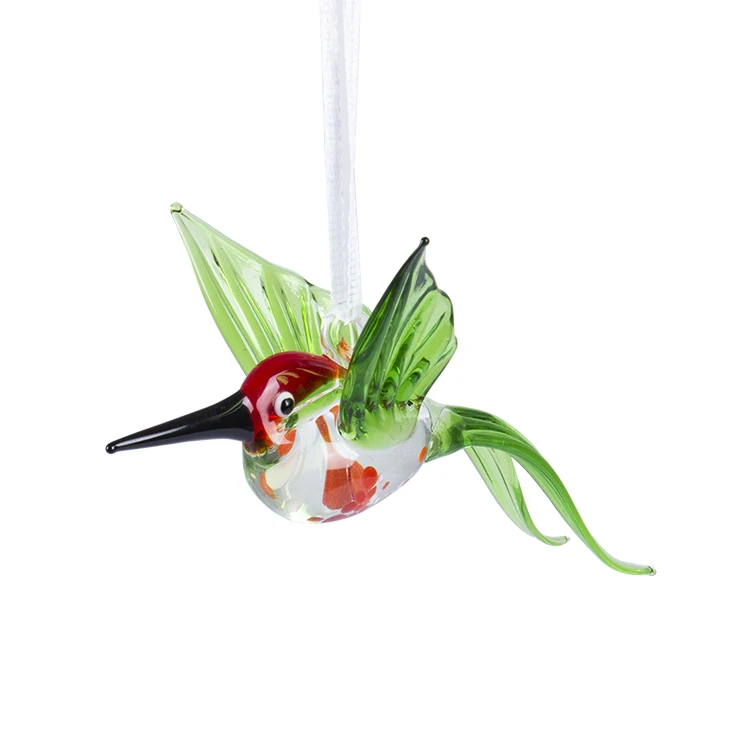 Hot sale full handmade blown glass bird animal Christmas hanging ornament