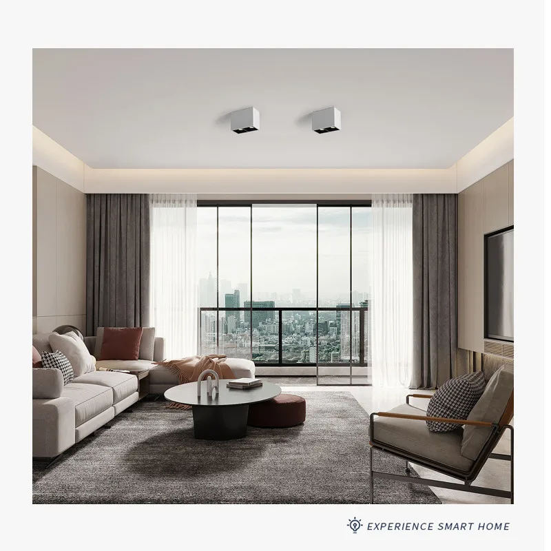 LuxHolic Living room Dinning room square black double heads wall washer adjustable GU10 dimmable fixture led surface downlight