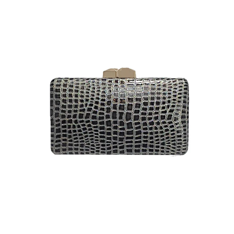 Unique Crocodile Print Dinner Bag Tin Box Evening Handbag PU Leather Ladies Wedding Bridesmaid Clutch Bag