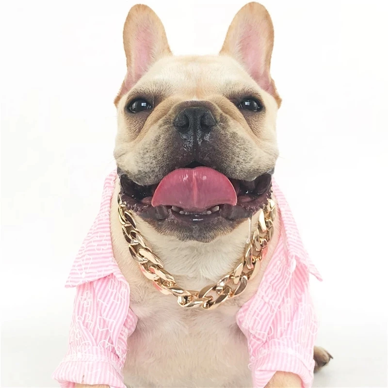 Pet Dog Cat Collar Personalized Puppy Necklace Bulldog Bully Golden Chain Powerful Plastic Pet Collar