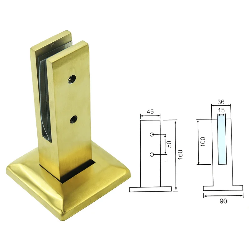 304 Stainless Steel Swimming Pool Fence Side Mount Adjustable Brushed Glass Balustrade Spigots Glass Fitting