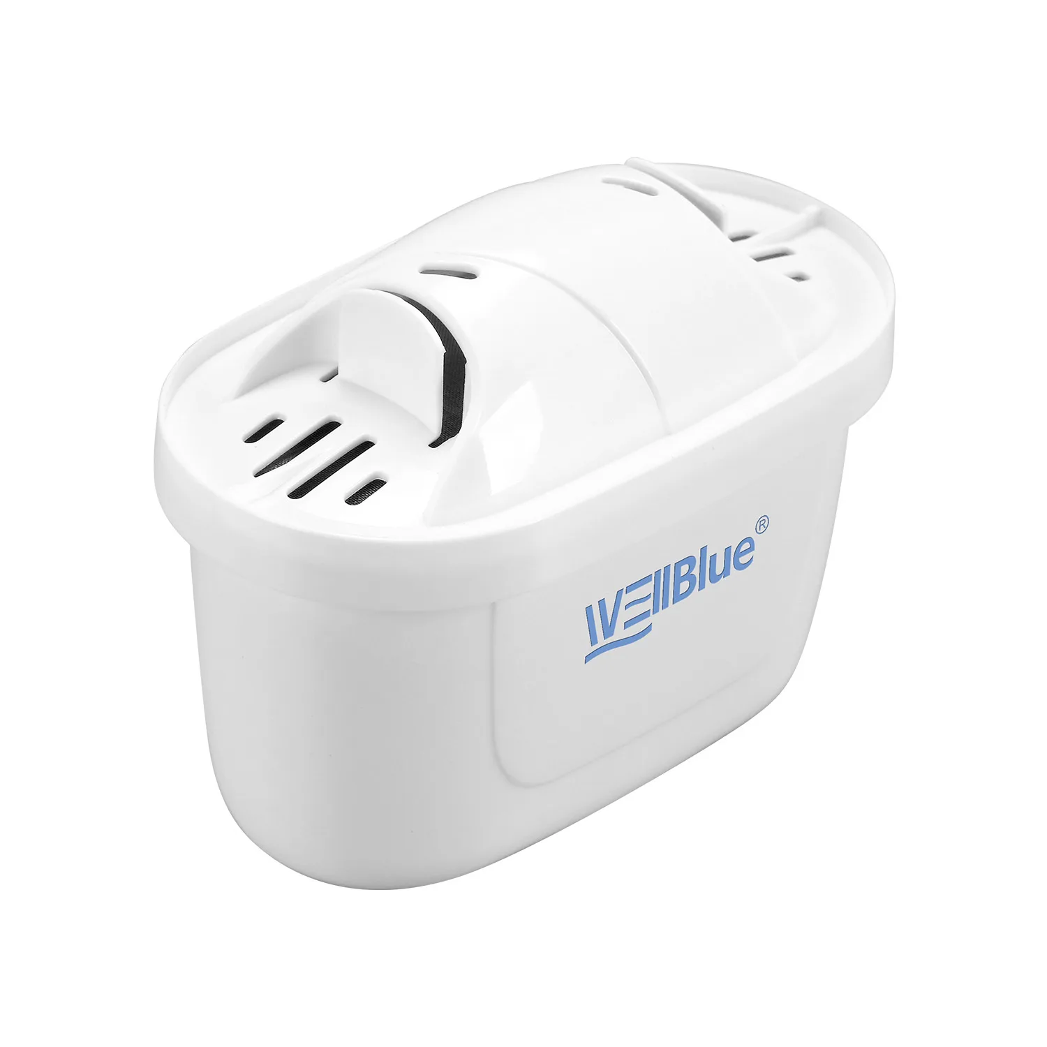 Jug plus filter with new mesh, which is 25% finer than the normal cartridges, micro carbon pearls reduce even more chlorine