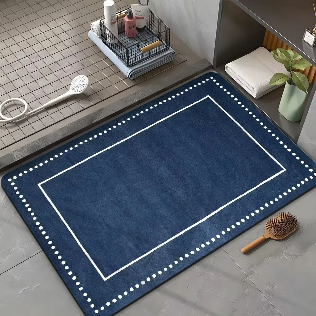 Traditional Chinese Craftsmanship Modern air Door Mats White Border with Gold Shaped Carpet in the Center 9X12 Bath Mat