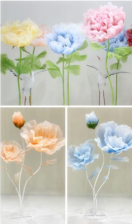 E-GF Hot Sale  Customized Wedding Party background stage decoration Large Flower Paper silk Artificial Giant flowers