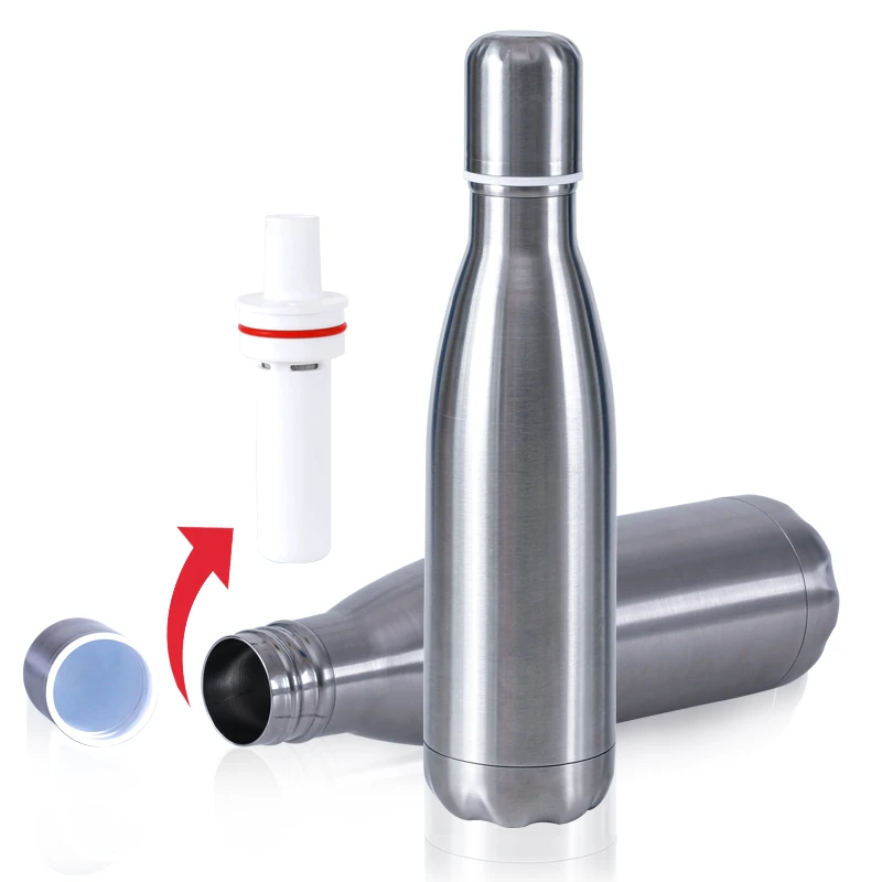 Factory Supply Alkaline Water Filter Bottle Purifier Stainless Steel Filter Water Bottle With Straw