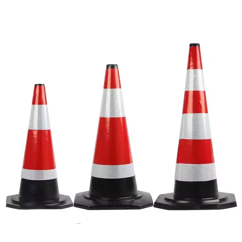 Traffic Cones With Reflective Collars Rubber Construction Manufacture Top Sale Reflective Flexible Traffic Safety Road Cones