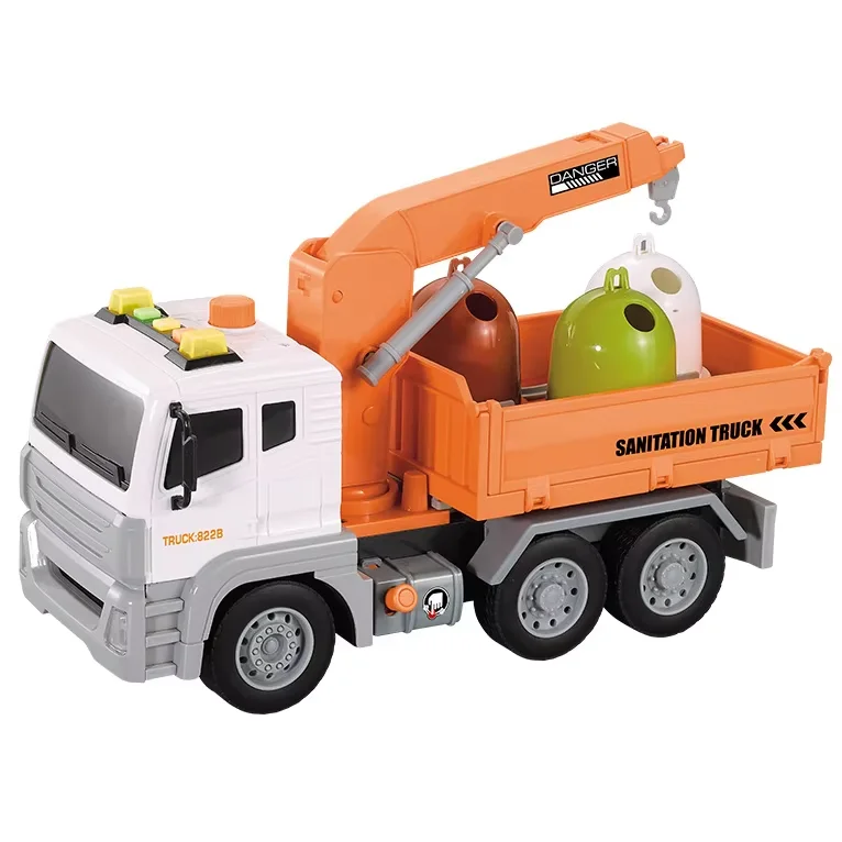 New Product Boys Other Toy Vehicle Inertia Green Garbage Truck Toy,1/12 Friction City Garbage Truck Toy With Lighting,Music