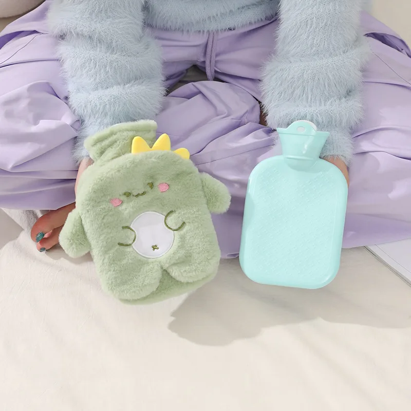 Cute Pvc Stress Pain Relief Therapy Bag With Knitted Soft Cozy Cover Winter Warm Hand Warmer Hot Water Bottle