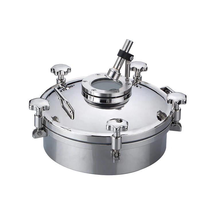 Stainless Steel Ss304 Sanitary Round Non Pressure Stainless Steel Round Manhole Cover Normal Pressure Manway Ss304 Tank Manways