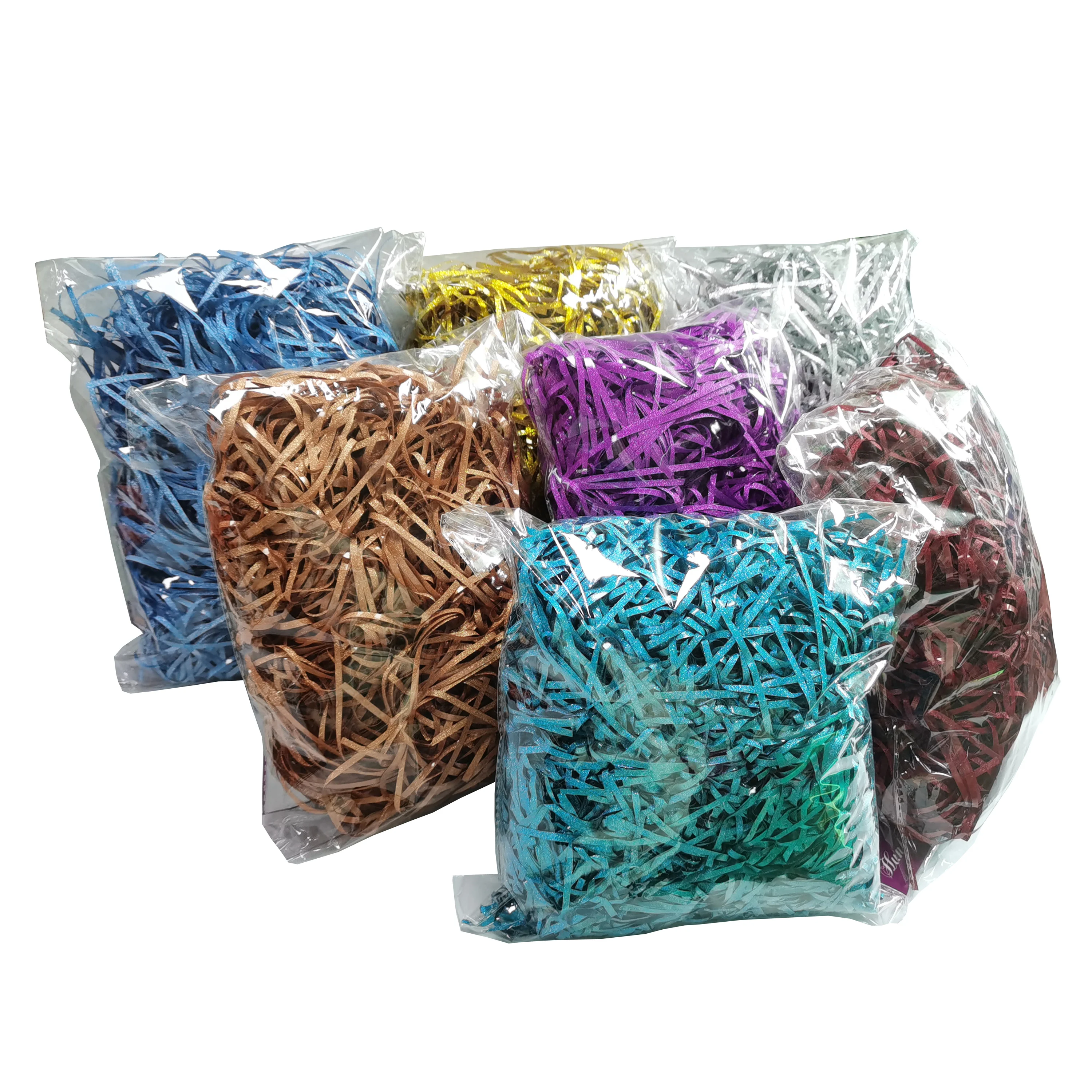 Professional Manufacture Decorative Shiny Strands Shredded Bulk Packing Glitter Raffia Paper Shreds