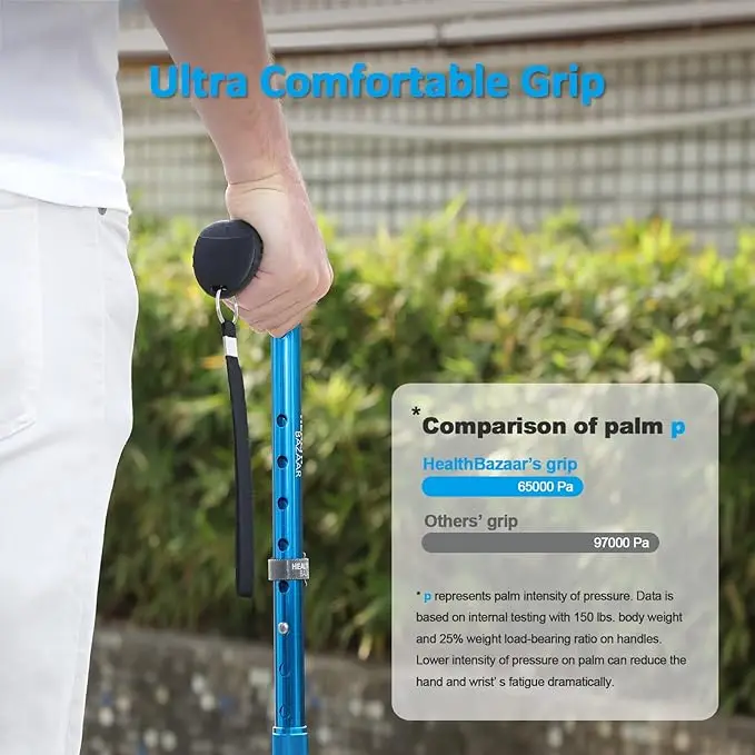 Health BAZAAR Walking Stick Personal Defense Retractable Cane Adjustable Height Crutches Silver Walking Cane Elderly