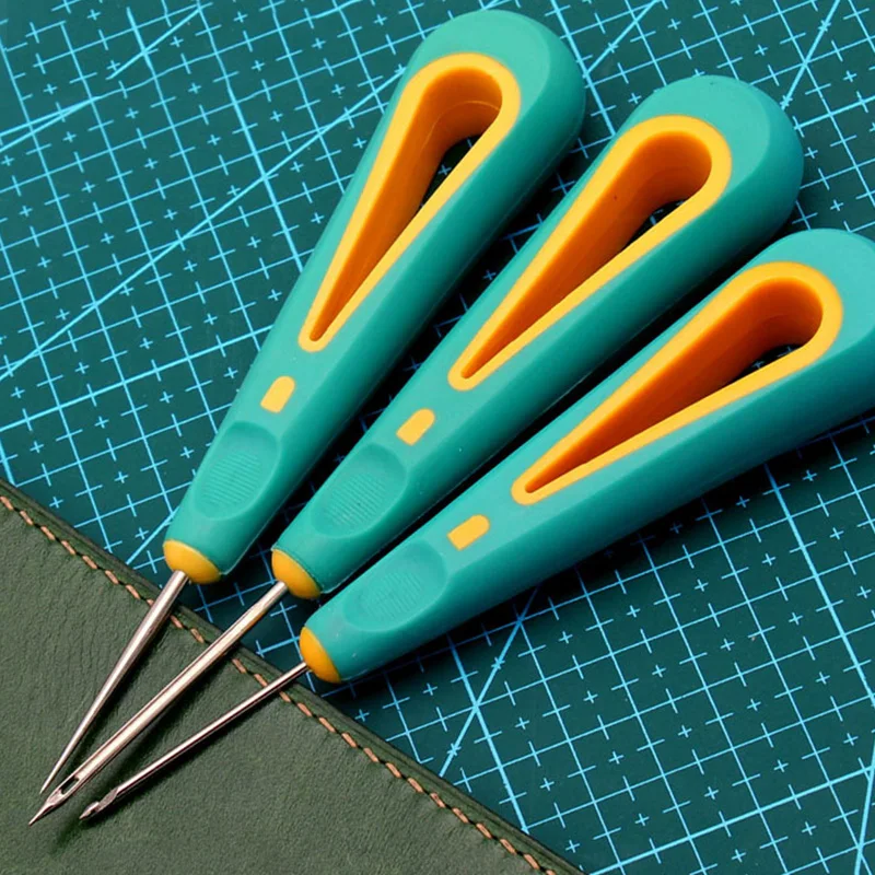 3 вида стилей острым шила крюк Дырокол швейная инструмент резиновая ручка DIY ручной работы прямые шило для ремонта кожаных ботинок палатка инструменты