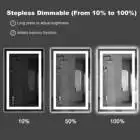 Waterproof Defogger Illuminated Mirror Large Rectangle Smart Touch Switch Bathroom Mirror with LED
