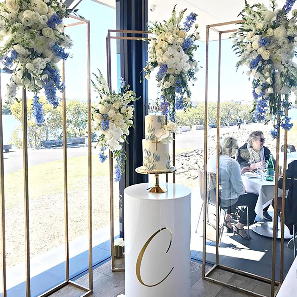 Square Screen Gilded Flower Stand Decor Wall Decorations Base Gold Wedding Arch Sets