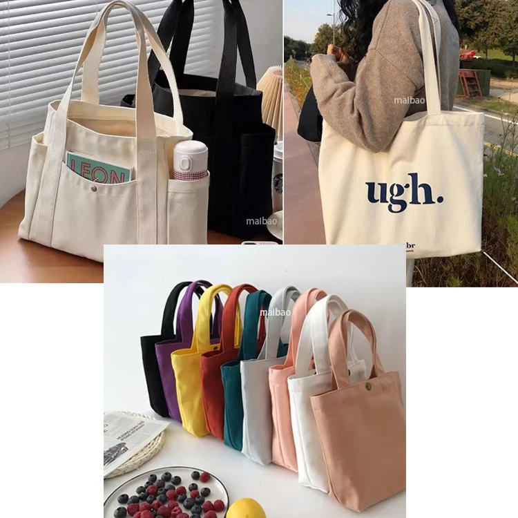 Design logo white pink reusable clothing gift canvas bags for women customizable cotton canvas tote plain canvas shopping bag
