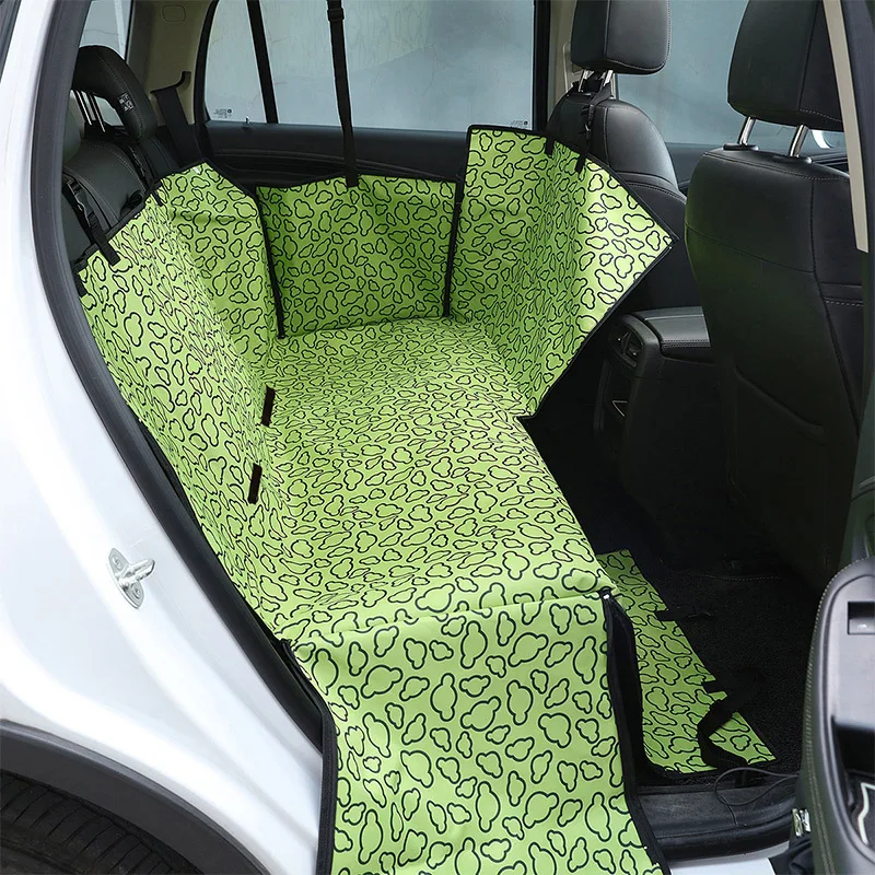 Solid Pattern Double-Layer Dog Car Mat Rear Car Seat Cushion with Stain-Resistant Hole Made of Polyester for Pets