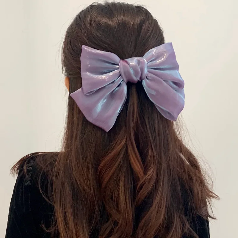Solid Color Big Bowknot Women Hair Barrettes Hair Accessories Bow Hair Clip For Girls