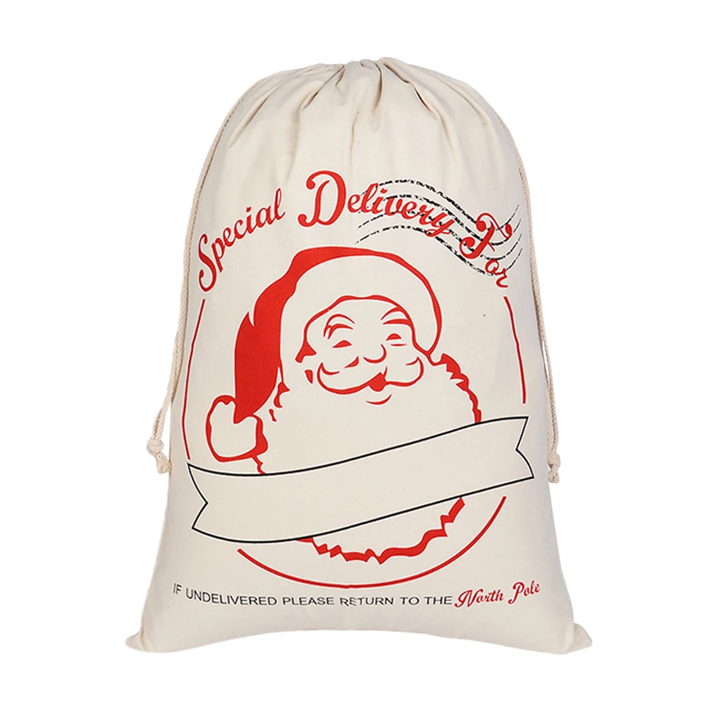 Packaging snacks candy neon light decorations Christmas festival beautiful large gift draw string cotton bags in bulk