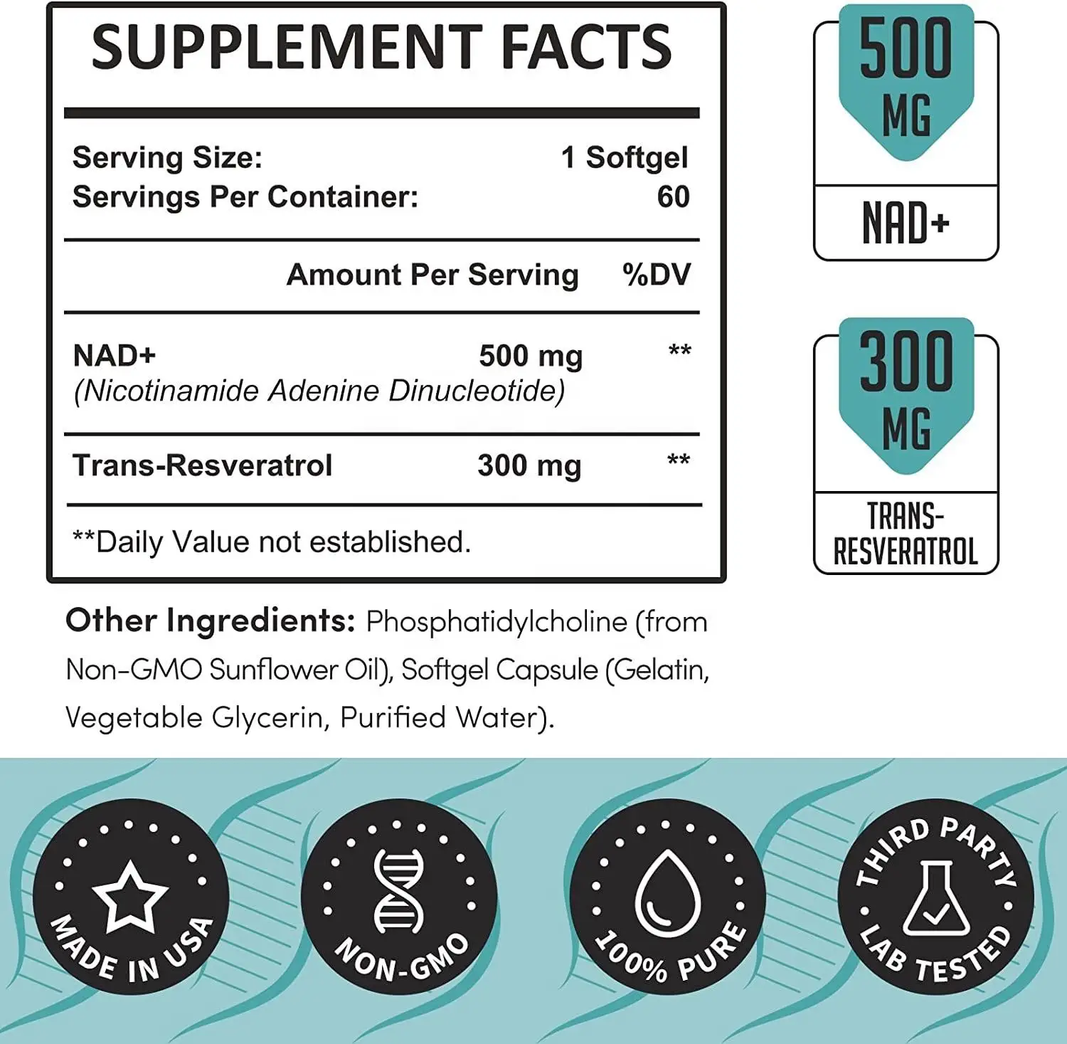 OEM частная марка Oem Nicotinamide адениновый динуклеотид транс-ресвератрол липосомальные добавки капсулы