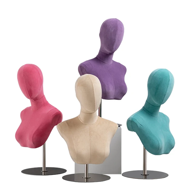 Colorful head mannequin hat wig display rack clothing store window display prop Jewelry necklace model stainless steel rack