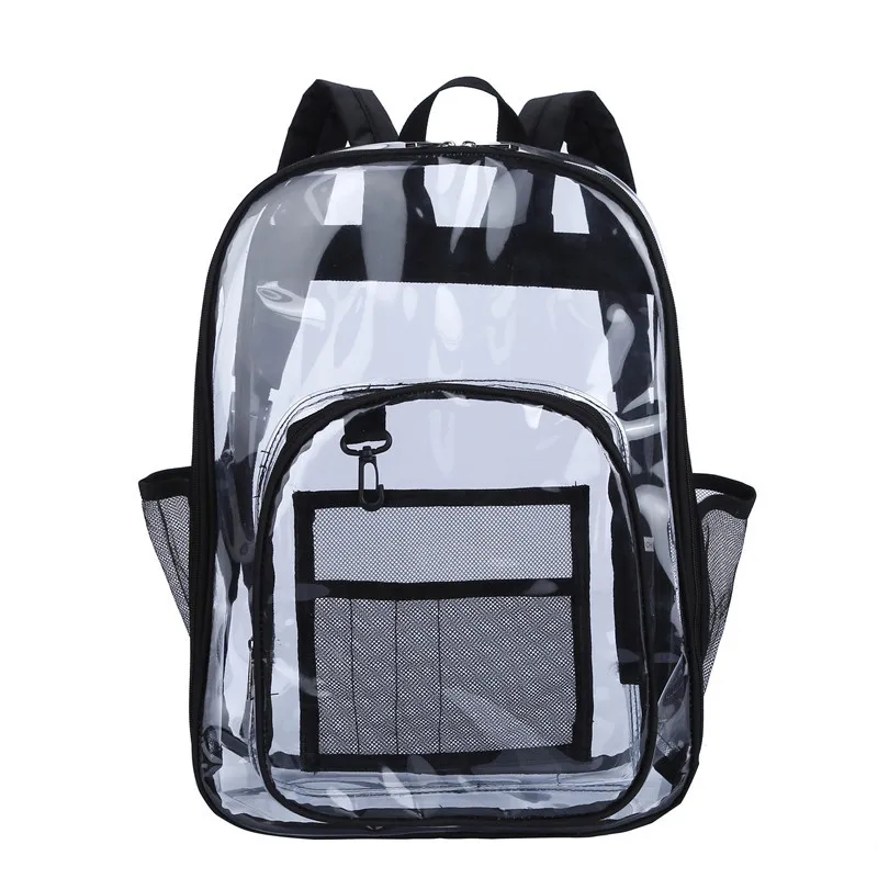 Large Black Clear Backpack Heavy Duty PVC Transparent Clear Bag Backpack for Stadium School