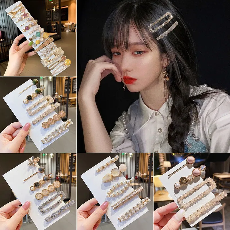 Factory direct metal pearl hairpin geometric pearl hairpin pearl hairpin set