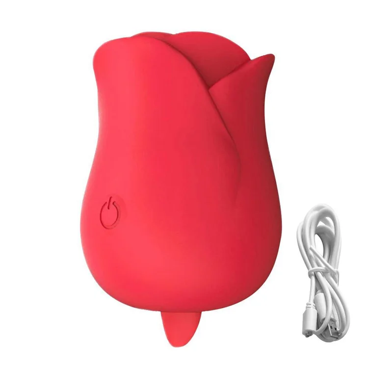 2 In 1 Clitoral Suck Red Rose Flower Shape Lick Nipple Vibrato Double Women Sucking Masturbator Licking Vibrator  Rose Tongue