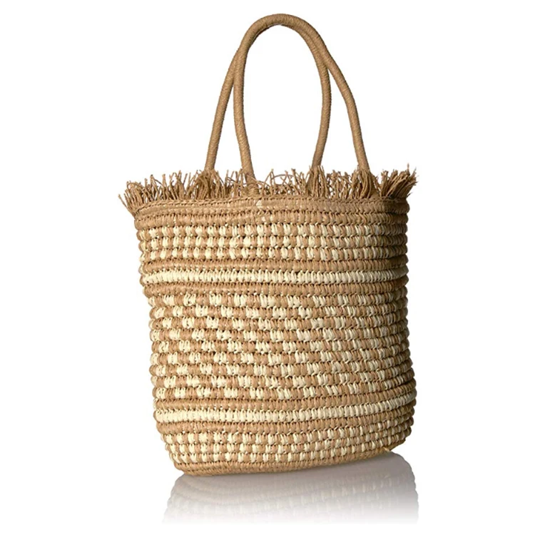 China supplier women wholesale summer shoulder style handbag travel clutch tote beach straw bags
