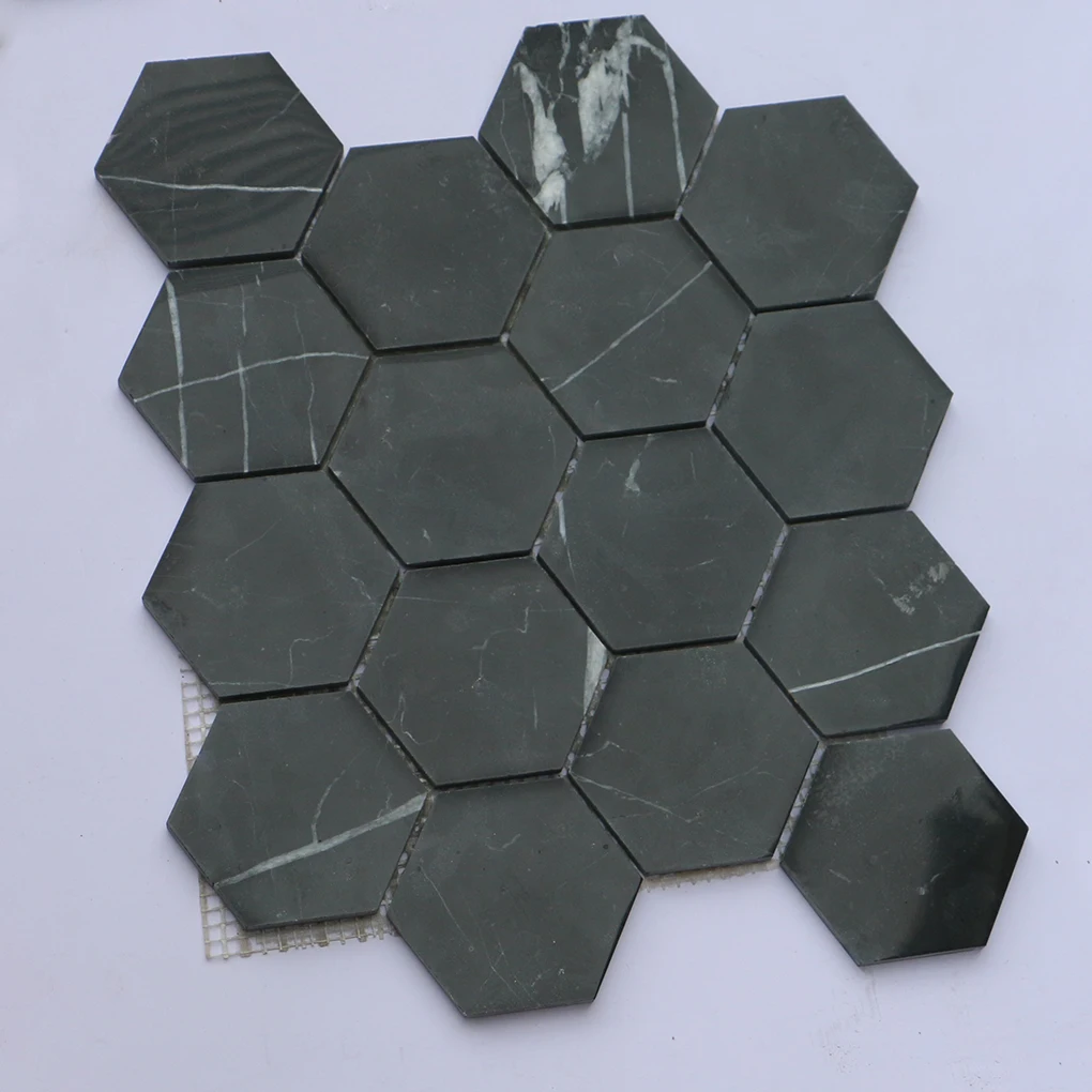 Black Marquina Hexagon marble mosaic tiles marble mosaic hexagonal black honeycomb stone mosaic tiles