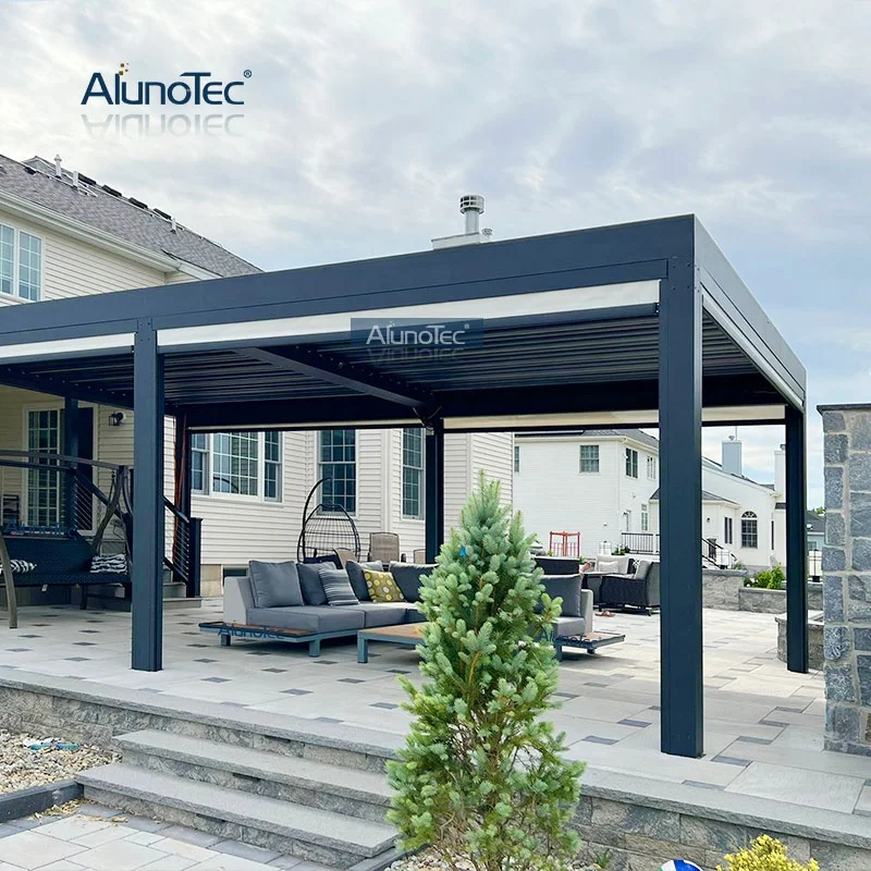 Customized Remote Control Switch Waterproof Rotating Louver Bioclimatic Pergola Design Awning