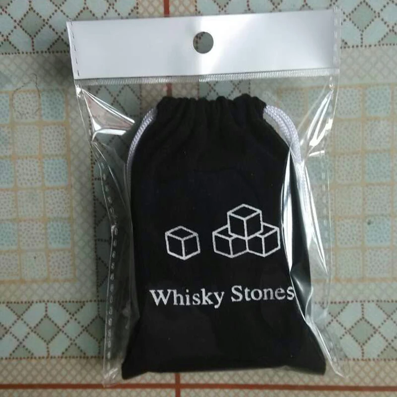 Christmas Bar tools 9pcs/set Natural Granite Whisky Chilling Stones Reusable Beer Wine Whiskey Cooling Rocks in wooden box