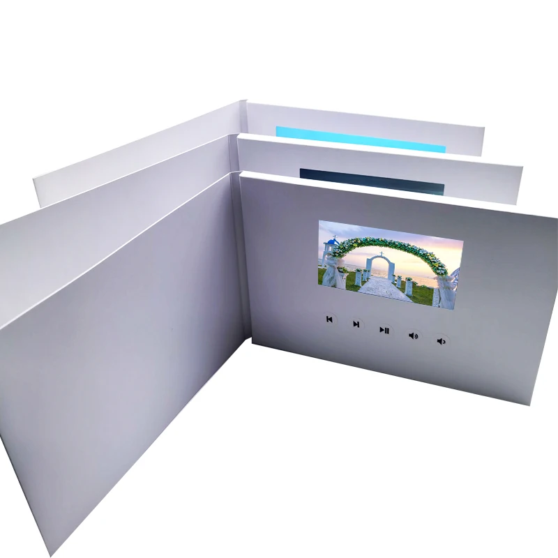 Customized  Creative 7 Inch  IPS Display  blank Video Brochure A5 Digital Greeting Card for wedding invitations