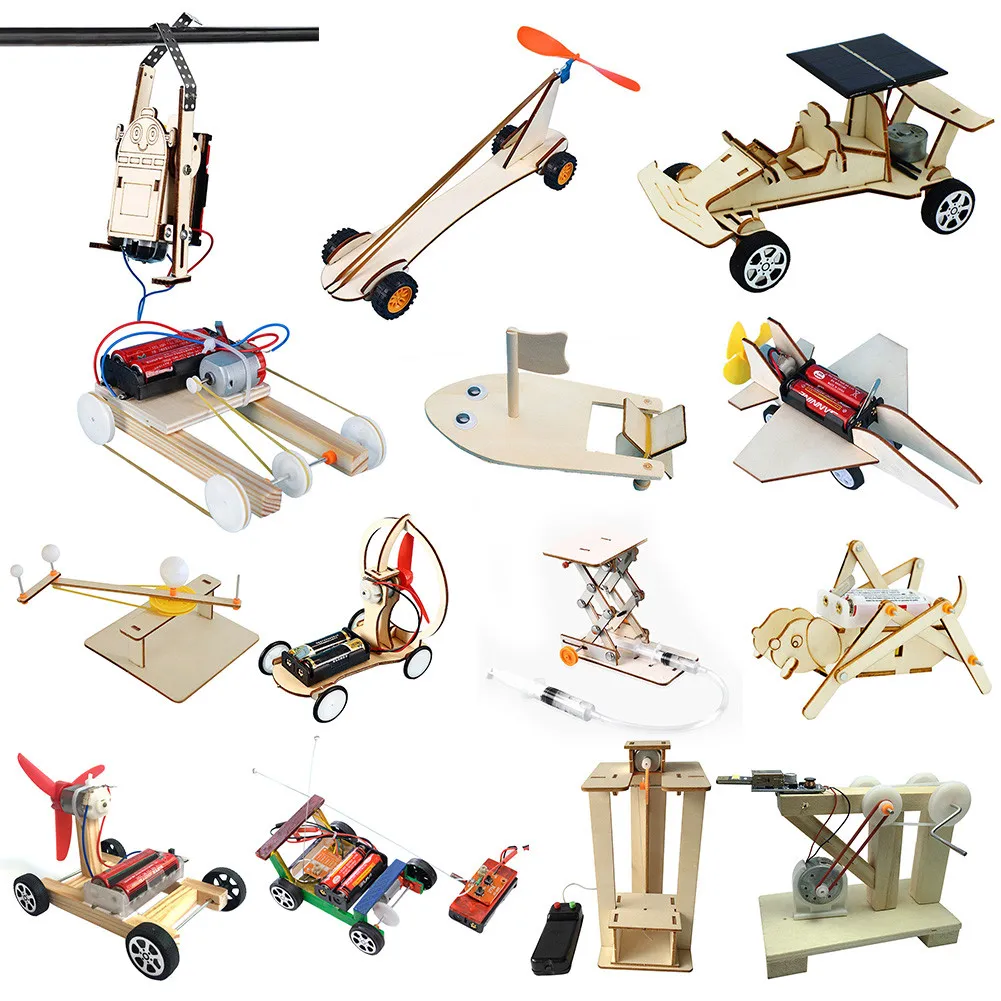 DIY STEM Educational Toy Science Assembly Wooden Puzzle Kits for Kids Physics Toys
