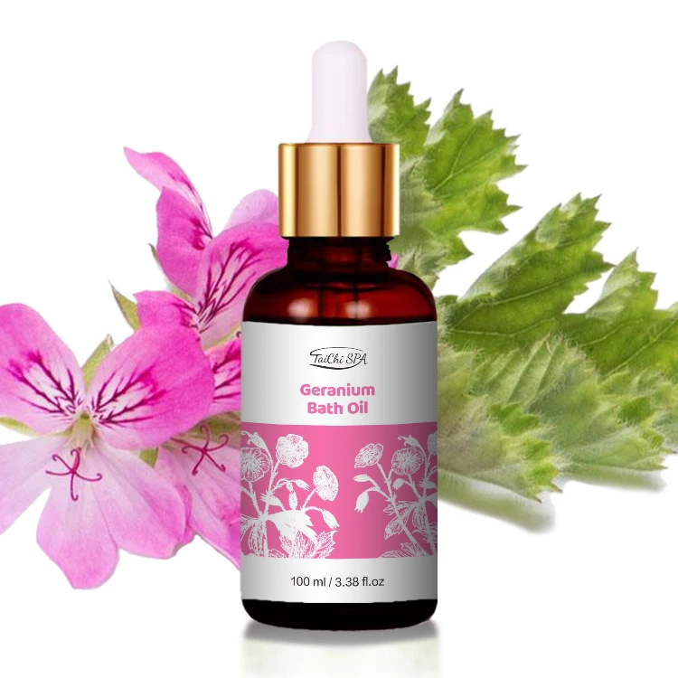 
High Quality Geranium SPA Bath Oil 100ml Premium Top Organic Pure Natural Therapeutic Grade Essential Oil 